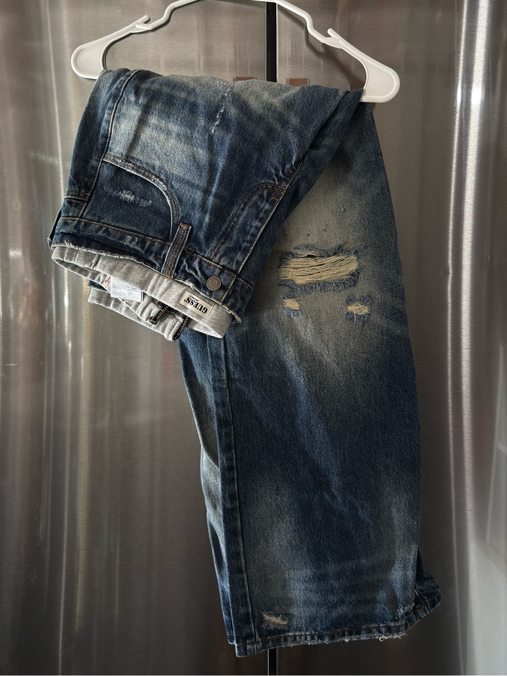 Guess Women's Distressed Blue Relaxed Jeans